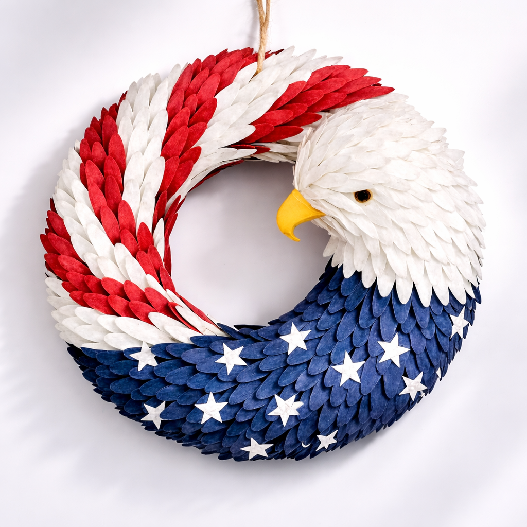 Wreath Front Door Patriotic Decor Eagle Design - Image 1