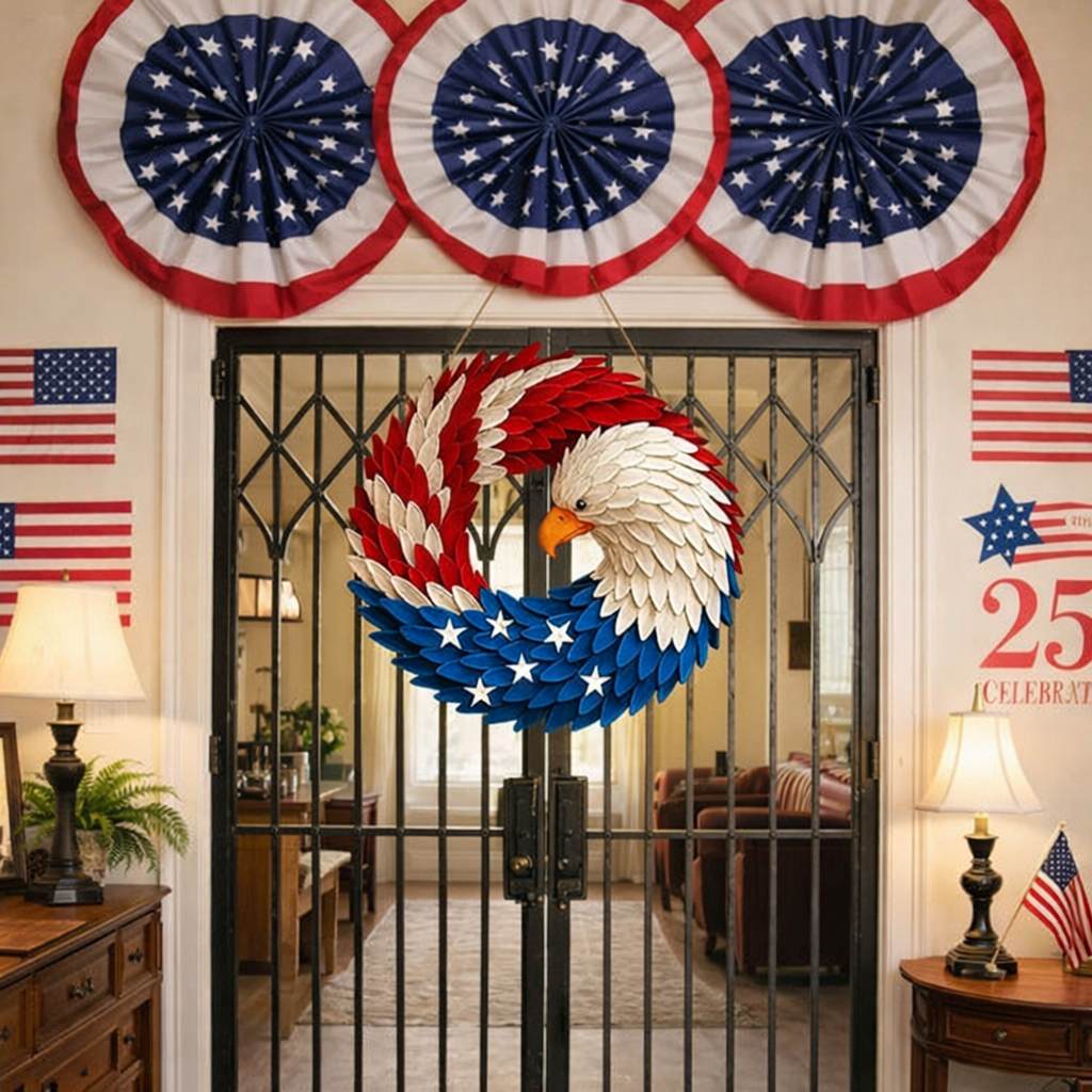 Wreath Front Door Patriotic Decor Eagle Design - Image 7