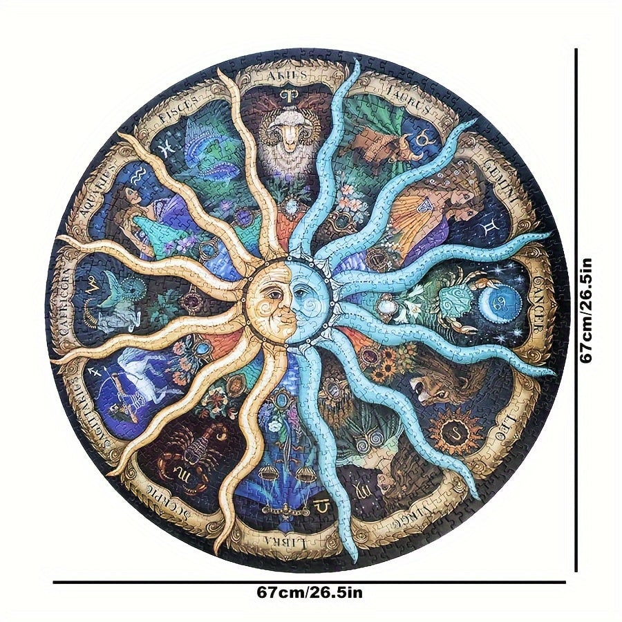 Zodiac Puzzle 1000 Pieces Round Astrology Art Family Fun - Image 2